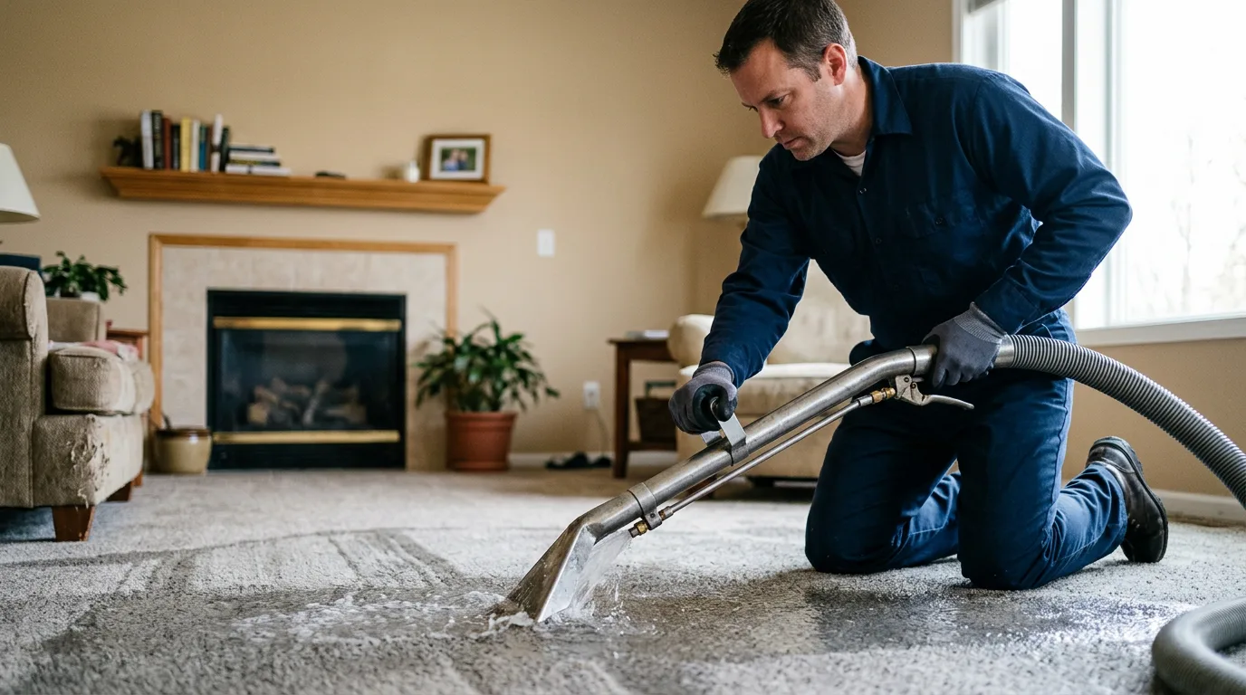 Water damage restoration technician working near Goodells, MI